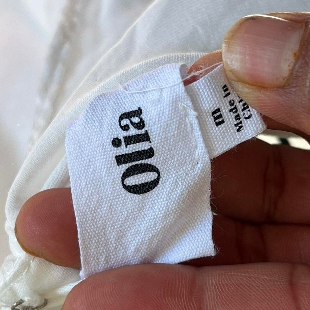 Olia White Satin Cowl Neck Mini Dress Tie Shoulder Back Detail Size M - Picture 7 of 8